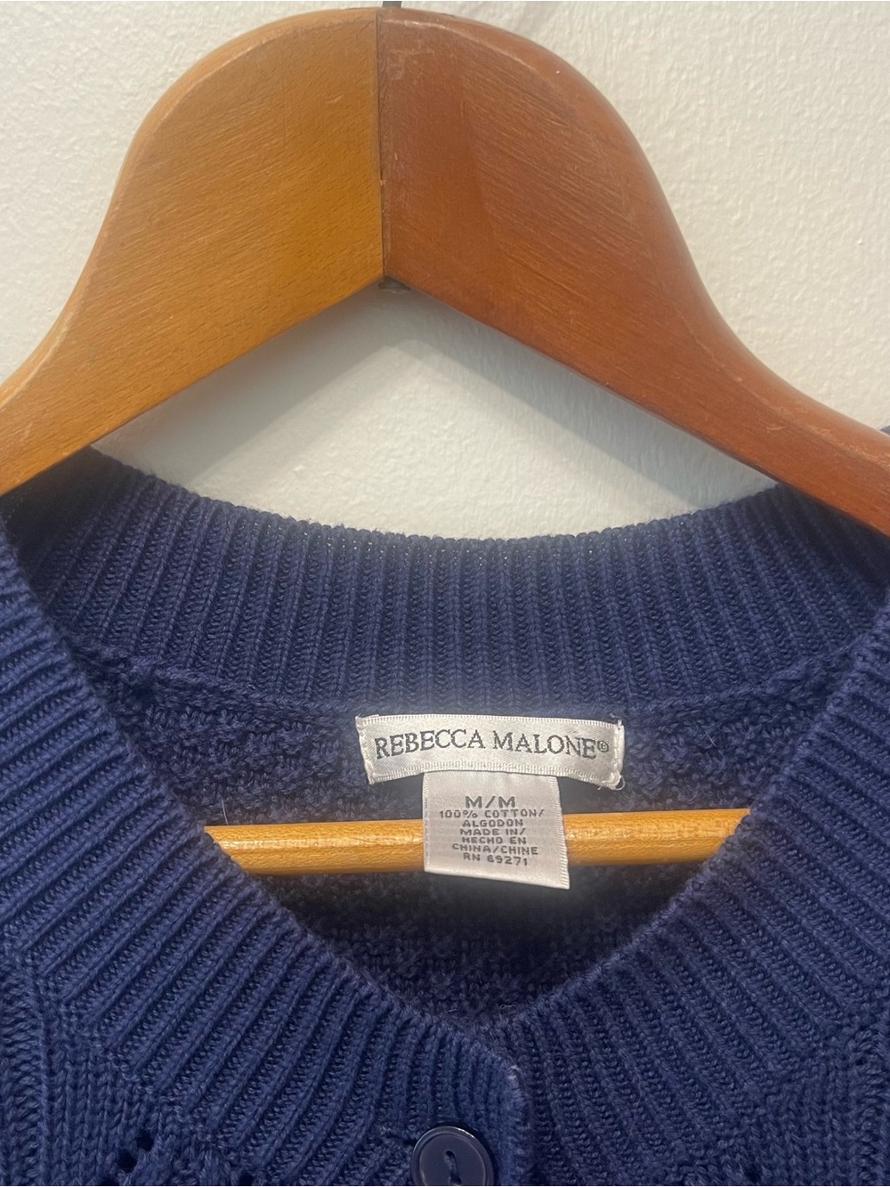 Rebecca Malone blue 100% cotton cardigan size medium - Picture 4 of 8